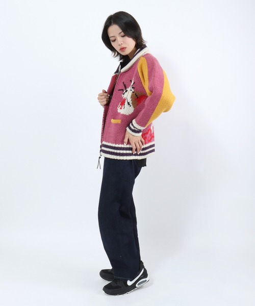 HOUSTON(ヒューストン)の「HOUSTON(ヒューストン)SOUVENIA COWCHIN SWETER(CAT・DANCE)カウチンセータージャケット レディース(カーディガン/ボレロ・レディース・ブルー系1/ピンク系1/ピンク系2/ナチュラル・1/0)」の7枚目の写真