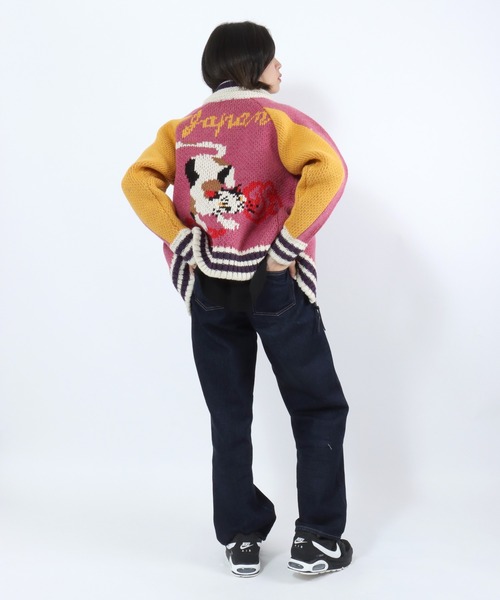 HOUSTON(ヒューストン)の「HOUSTON(ヒューストン)SOUVENIA COWCHIN SWETER(CAT・DANCE)カウチンセータージャケット レディース(カーディガン/ボレロ・レディース・ブルー系1/ピンク系1/ピンク系2/ナチュラル・1/0)」の8枚目の写真