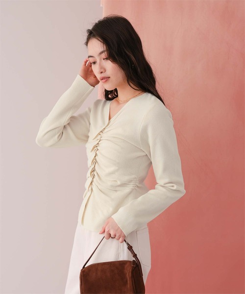 titivate（ティティベイト）の「フロントギャザーニットトップス（ニット/セーター・レディース・アイボリー/ブラック/ライトブルー/ライトグレー・M/S/L）」の16枚目の写真