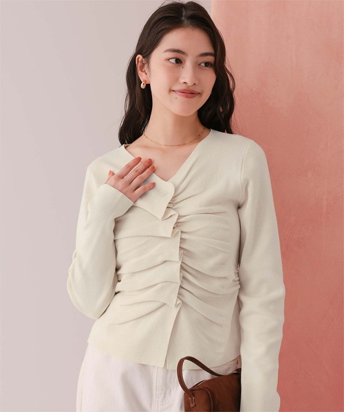 titivate（ティティベイト）の「フロントギャザーニットトップス（ニット/セーター・レディース・アイボリー/ブラック/ライトブルー/ライトグレー・M/S/L）」の17枚目の写真