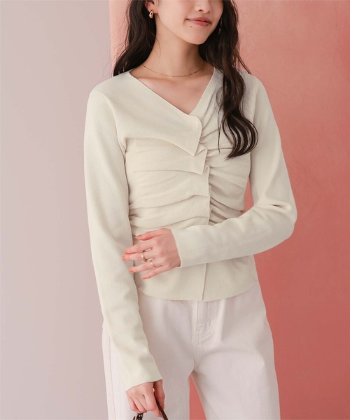 titivate（ティティベイト）の「フロントギャザーニットトップス（ニット/セーター・レディース・アイボリー/ブラック/ライトブルー/ライトグレー・M/S/L）」の18枚目の写真