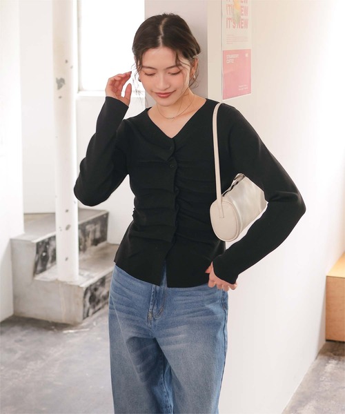 titivate（ティティベイト）の「フロントギャザーニットトップス（ニット/セーター・レディース・アイボリー/ブラック/ライトブルー/ライトグレー・M/S/L）」の20枚目の写真