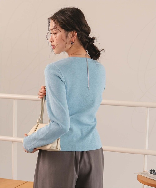フロントギャザーニットトップス（ニット/セーター）｜titivate