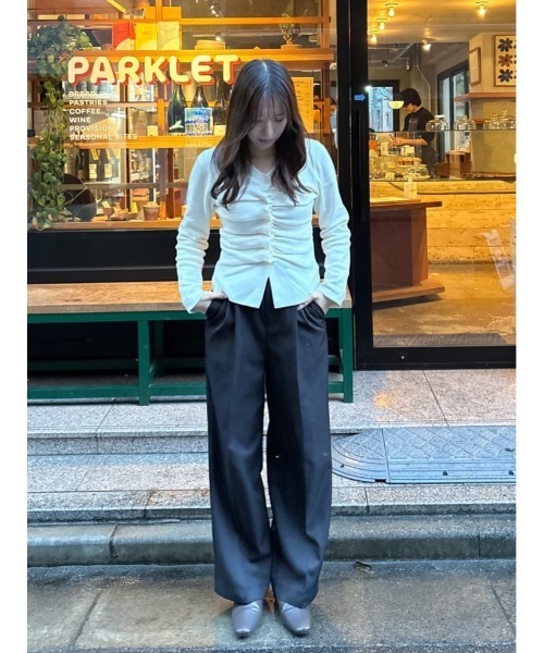 titivate（ティティベイト）の「フロントギャザーニットトップス（ニット/セーター・レディース・アイボリー/ブラック/ライトブルー/ライトグレー・M/S/L）」の8枚目の写真