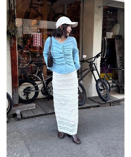 titivate（ティティベイト）の「フロントギャザーニットトップス（ニット/セーター・レディース・アイボリー/ブラック/ライトブルー/ライトグレー・M/S/L）」の11枚目の写真