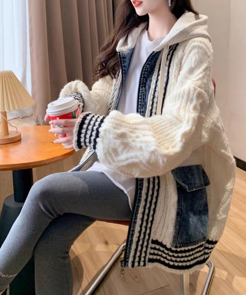 ナイロンフェザーニットカーディガン｜abahouse mavie / アバハウス