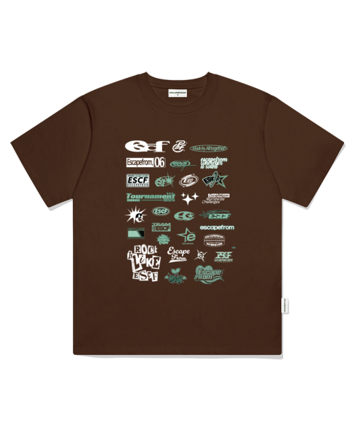ESCAPEFROM(エスケープフロム)の「ロゴアセンブリプリントオーバーサイズ半袖Tシャツブラウン(Tシャツ/カットソー・レディース・その他・SMALL/MEDIUM/LARGE)」の1枚目の写真