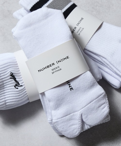 NUMBER (N)INE（ナンバーナイン）の「100% FINE COTTON PLAIN 2 PACK RIB TABI SOCKS / ファイン コットン100% プレーン 2パック リブ 足袋 ソックス（ソックス/靴下・メンズ・ホワイト/ブラック・25～27cm）」の6枚目の写真