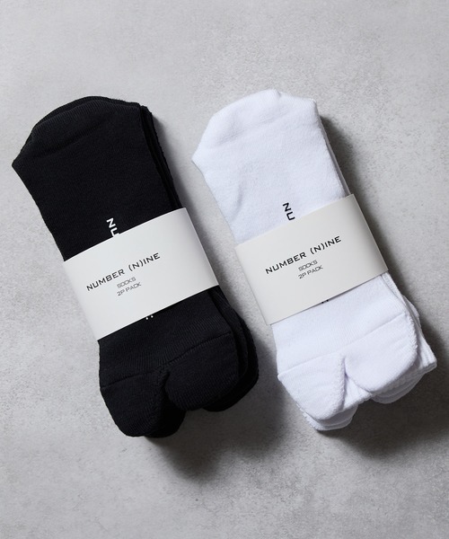 100% FINE COTTON PLAIN 2 PACK RIB TABI SOCKS / ファイン コットン