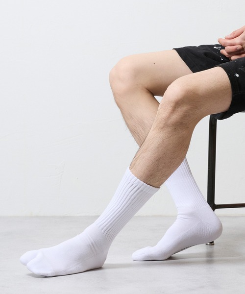 100% FINE COTTON PLAIN 2 PACK RIB TABI SOCKS / ファイン コットン