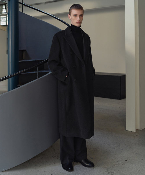 セール】カシミアブレンドパパショルダーダブルロングコート