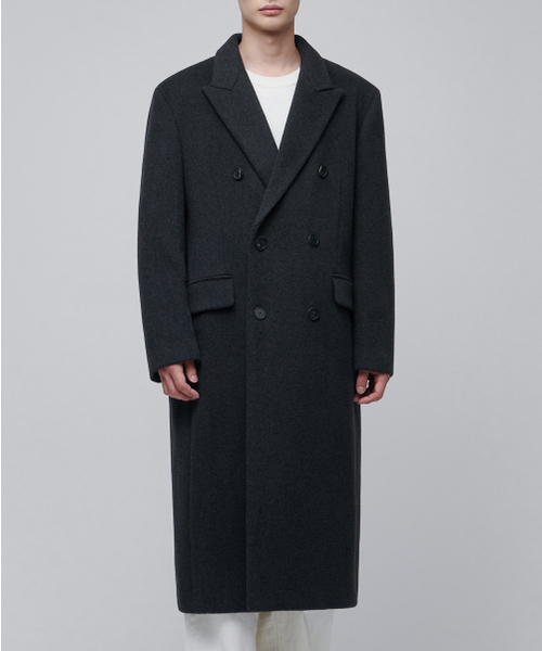 MUSINSA STANDARD(ムシンサスタンダード)の「カシミアブレンドパパショルダーダブルロングコート【チャコールグレー】(チェスターコート・メンズ・その他・MEDIUM/LARGE/X-LARGE/XX-LARGE)」の3枚目の写真