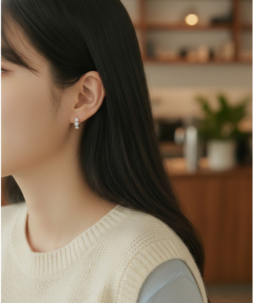 Burner(バーナー)の「【Sonu jewelry(ソヌジュエリー)】フラワーモチーフフープピアス oku-pierce-8-3【RBTS】(ピアス(両耳用)・レディース・シルバー・FREE)」の3枚目の写真