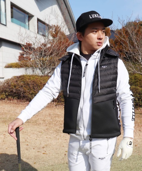 LUXE/R GOLF（ラグジュ ゴルフ）の「(RM)【LUXE/R GOLF】2WAY コンビネーション ダウン フード ベスト（ダウンベスト・メンズ・オフホワイト/チャコールグレー/ブラック・L/XL/M）」の7枚目の写真