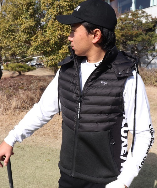 LUXE/R GOLF（ラグジュ ゴルフ）の「(RM)【LUXE/R GOLF】2WAY コンビネーション ダウン フード ベスト（ダウンベスト・メンズ・オフホワイト/チャコールグレー/ブラック・L/XL/M）」の9枚目の写真