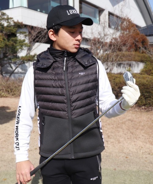 LUXE/R GOLF（ラグジュ ゴルフ）の「(RM)【LUXE/R GOLF】2WAY コンビネーション ダウン フード ベスト（ダウンベスト・メンズ・オフホワイト/チャコールグレー/ブラック・L/XL/M）」の20枚目の写真