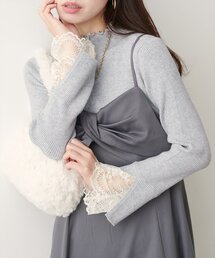 袖口レースもちもちリブタートル