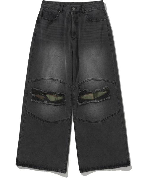 NOT4NERD(ノットフォーナード)の「Camo Double Knee Flare Fit Denim Pants - Black(デニムパンツ・レディース・その他・MEDIUM/LARGE/X-LARGE)」の2枚目の写真
