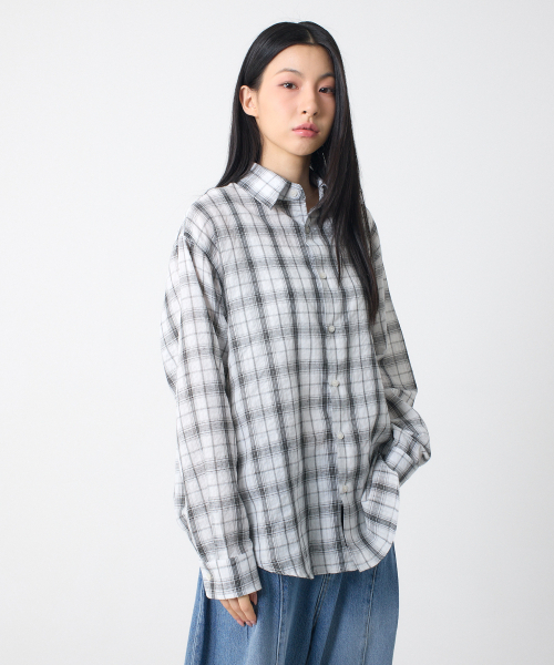 UNKNOWN PLANET(アンノウンプラネット)の「ヴィンテージオーバーサイズチェックシャツホワイト(シャツ/ブラウス・レディース・その他・SMALL/MEDIUM/LARGE)」の6枚目の写真