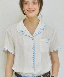 デルイオン刺繍ブラウス - ホワイト
