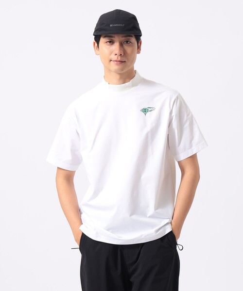 BEAMS GOLF（ビームスゴルフ）の「ORANGE LABEL / ヨーク異素材切り替え ロゴモックネックシャツ（Tシャツ/カットソー・メンズ・ブラック/グレー/ホワイト・M/L/XL/S）」の2枚目の写真