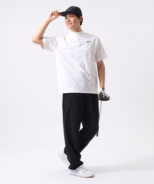 BEAMS GOLF（ビームスゴルフ）の「ORANGE LABEL / ヨーク異素材切り替え ロゴモックネックシャツ（Tシャツ/カットソー・メンズ・ブラック/グレー/ホワイト・M/L/XL/S）」の4枚目の写真