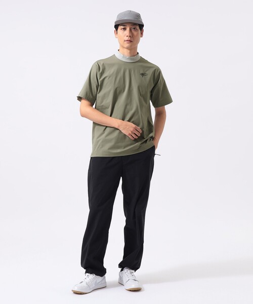 BEAMS GOLF（ビームスゴルフ）の「ORANGE LABEL / ヨーク異素材切り替え ロゴモックネックシャツ（Tシャツ/カットソー・メンズ・ブラック/グレー/ホワイト・M/L/XL/S）」の7枚目の写真