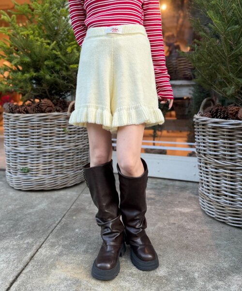 w closet(ダブルクローゼット)の「フリルニットショートパンツ(その他パンツ・レディース・ブラウン/グレー/アイボリー・FREE)」の4枚目の写真