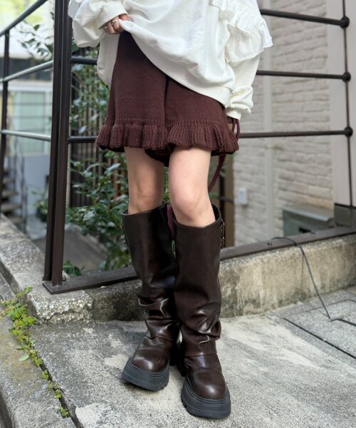 w closet(ダブルクローゼット)の「フリルニットショートパンツ(その他パンツ・レディース・ブラウン/グレー/アイボリー・FREE)」の19枚目の写真