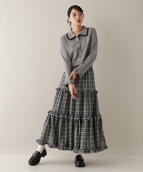 RAGEBLUE(レイジブルー)の「ボリュームチェックフリルティアードスカート(スカート・レディース・ブラウン/ブルー/ブラック・FREE)」の4枚目の写真