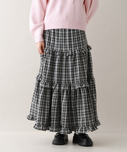 RAGEBLUE(レイジブルー)の「ボリュームチェックフリルティアードスカート(スカート・レディース・ブラウン/ブルー/ブラック・FREE)」の9枚目の写真