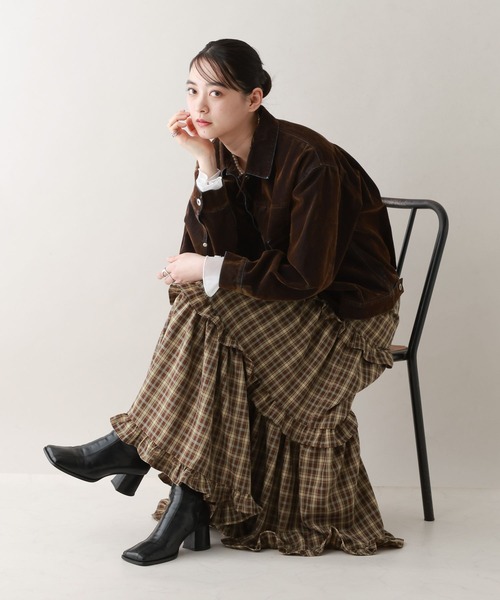 RAGEBLUE(レイジブルー)の「ボリュームチェックフリルティアードスカート(スカート・レディース・ブラウン/ブルー/ブラック・FREE)」の10枚目の写真