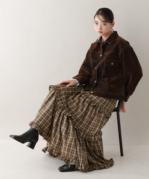 RAGEBLUE(レイジブルー)の「ボリュームチェックフリルティアードスカート(スカート・レディース・ブラウン/ブルー/ブラック・FREE)」の11枚目の写真