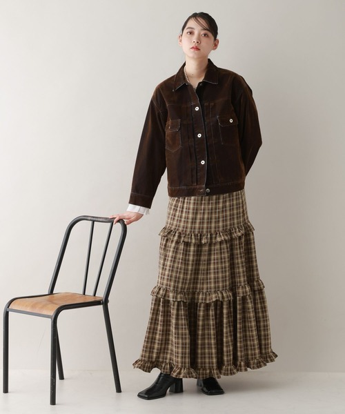 RAGEBLUE(レイジブルー)の「ボリュームチェックフリルティアードスカート(スカート・レディース・ブラウン/ブルー/ブラック・FREE)」の12枚目の写真