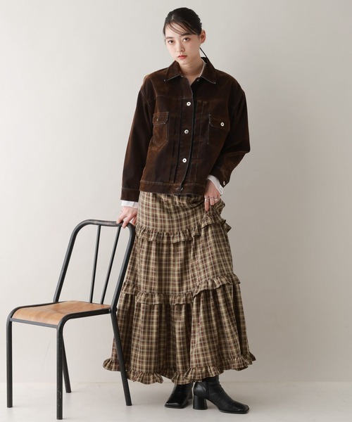 RAGEBLUE(レイジブルー)の「ボリュームチェックフリルティアードスカート(スカート・レディース・ブラウン/ブルー/ブラック・FREE)」の13枚目の写真