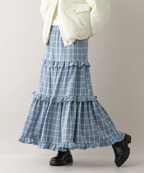 RAGEBLUE(レイジブルー)の「ボリュームチェックフリルティアードスカート(スカート・レディース・ブラウン/ブルー/ブラック・FREE)」の18枚目の写真