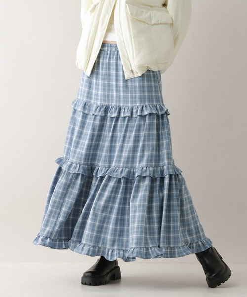 RAGEBLUE(レイジブルー)の「ボリュームチェックフリルティアードスカート(スカート・レディース・ブラウン/ブルー/ブラック・FREE)」の20枚目の写真