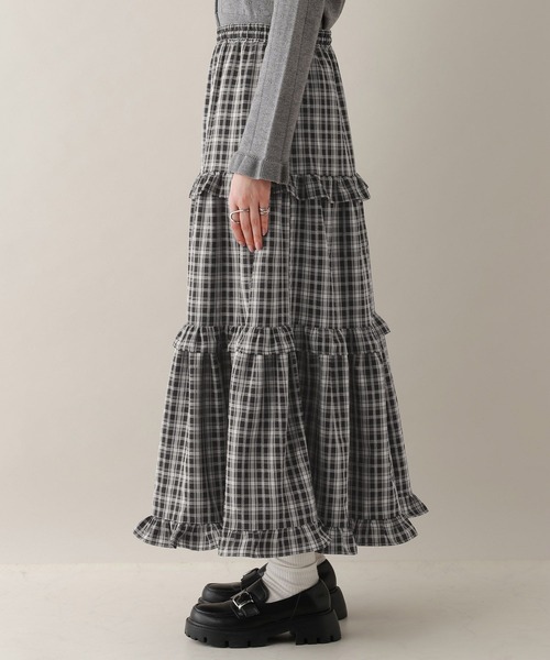 RAGEBLUE(レイジブルー)の「ボリュームチェックフリルティアードスカート(スカート・レディース・ブラウン/ブルー/ブラック・FREE)」の21枚目の写真