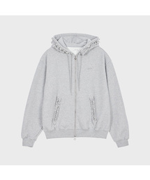 ALKI ALKA（アルキアルカ）の「Frill Hoodie Zip-up (Gray)（パーカー）」