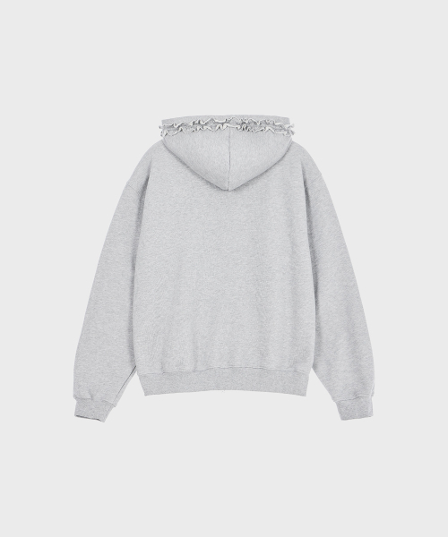 ALKI ALKA(アルキアルカ)の「Frill Hoodie Zip-up (Gray)(パーカー・レディース・ライトグレー・FREE)」の5枚目の写真