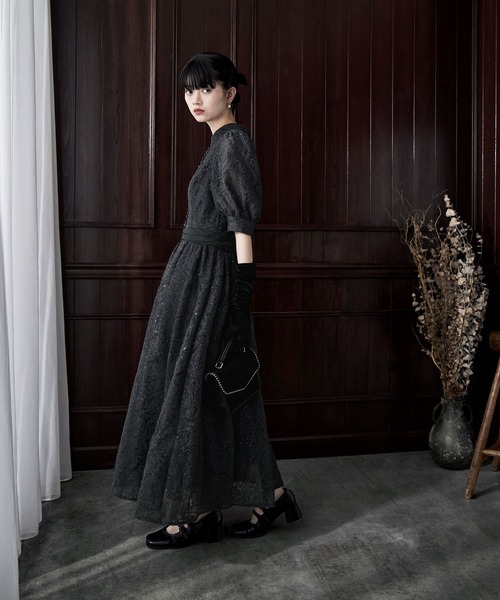 etoll. ダークグリーン フレアドレス バック刺繍フレアドレス（ドレス）｜etoll.（エトル）のファッション