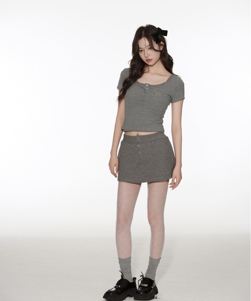 スカート andwang kirakira mini skirt gray M Kirakira frill culotte mini skirt (gray)