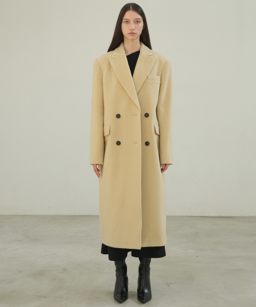 PAUL&ALICE（ポール&アリス）の「[WOOL 100%] DOUBLE LONG WOOL COAT / BUTTER（チェスターコート・レディース・ライトイエロー・FREE）」の2枚目の写真
