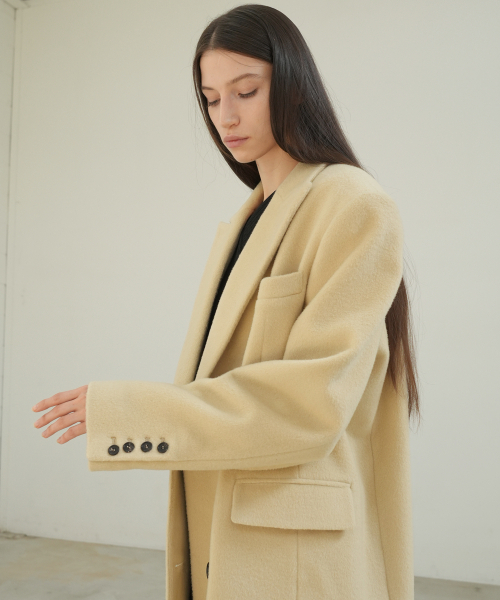 PAUL&ALICE（ポール&アリス）の「[WOOL 100%] DOUBLE LONG WOOL COAT / BUTTER（チェスターコート・レディース・ライトイエロー・FREE）」の3枚目の写真