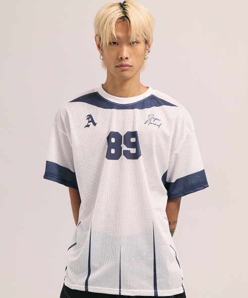 AKECII(アケシ)の「エイティナイン メッシュジャージ ショートスリーブ-ホワイト(Tシャツ/カットソー・メンズ・その他・MEDIUM/LARGE)」の1枚目の写真