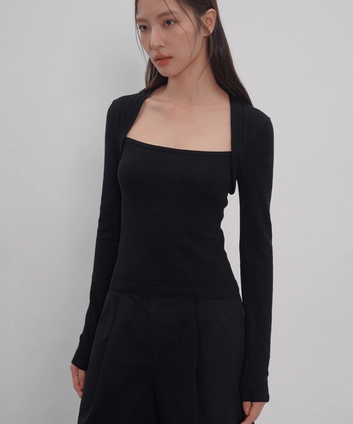 EIGHTHMONTH（エイスマンス）の「レイヤードライクコンパクトニット EM25a153【EIGHTHMONTH】（Tシャツ/カットソー・レディース・ブラック/ブラウン・M/S）」の5枚目の写真