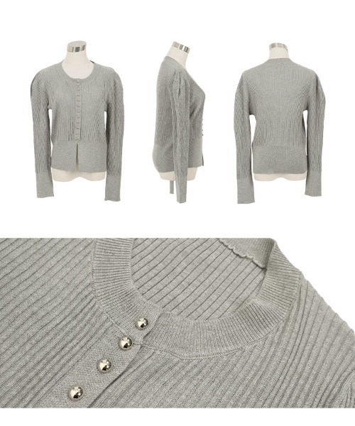 KOBE LETTUCE(コウベレタス)の「ボリューム袖ボタンデザインカーディガン(カーディガン/ボレロ・レディース・アイボリー系/レッド/グレー/ネイビー・M)」の10枚目の写真