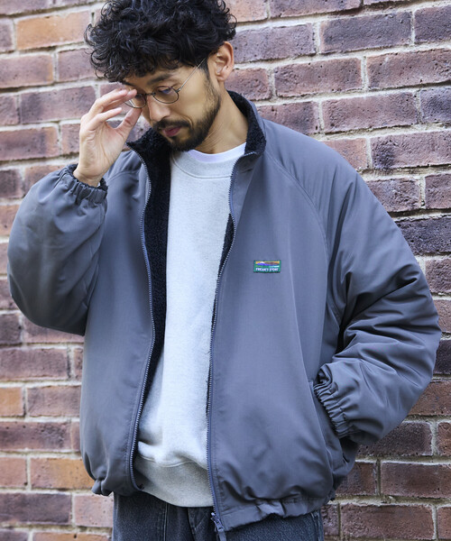 FREAK'S STORE（フリークスストア）の「限定展開 リラックスフィット ナイロンフリース リバーシブル スタンドブルゾン（ブルゾン・メンズ・ブラック/ネイビー/チャコールグレー・LARGE/MEDIUM/SMALL/X-LARGE）」の4枚目の写真