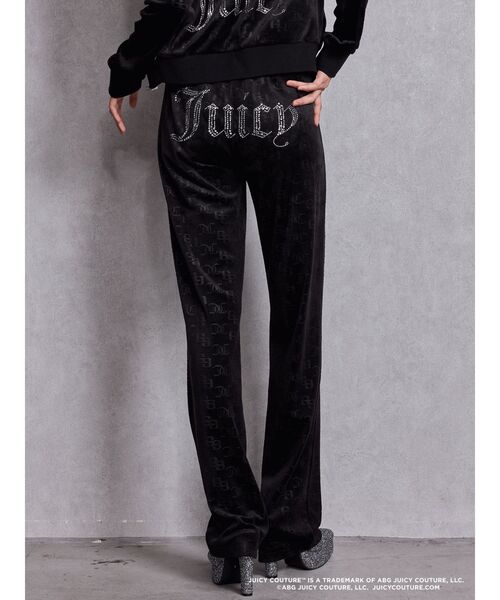 JUICY COUTURE（ジューシークチュール）の「GYDA×Juicy Couture GG JC Emboss Big Bling Velour Track Pants（スウェットパンツ・レディース・ミント/ピンク/ブラック・FREE）」の4枚目の写真