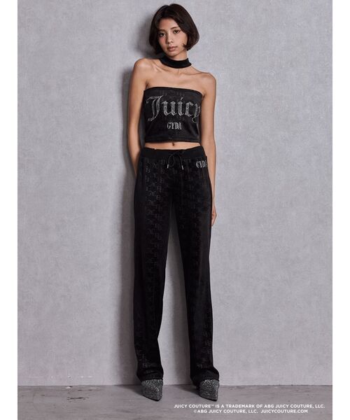 JUICY COUTURE（ジューシークチュール）の「GYDA×Juicy Couture GG JC Emboss Big Bling Velour Track Pants（スウェットパンツ・レディース・ミント/ピンク/ブラック・FREE）」の7枚目の写真